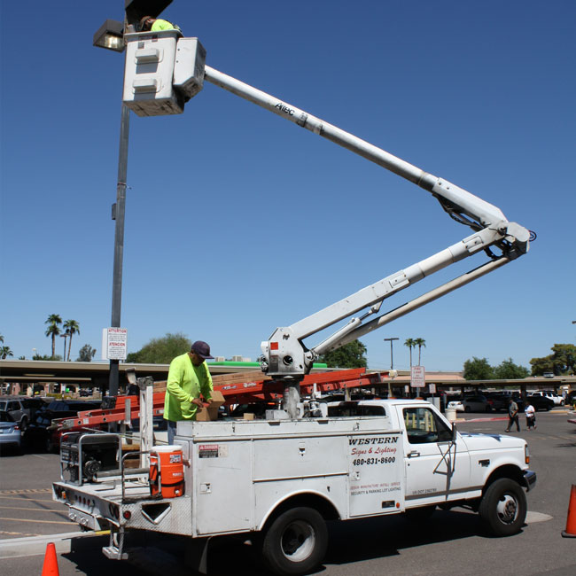 Parkinig Lot Lighting Service Repair & Maintenance Western Signs